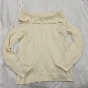 Anthropologie Ivory Knit Cashmere off-the-shoulder sweater
